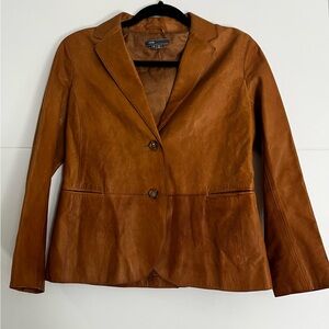 VINCE Brown Leather Jacket, Women’s 6, Designer Buttery Soft Waist Length Jacket